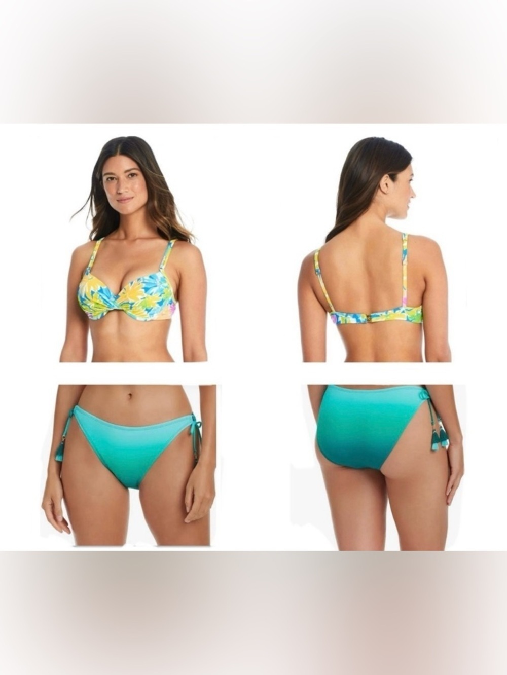 Bleu Rod Beattie Blue and Yellow Bikini with Floral Print